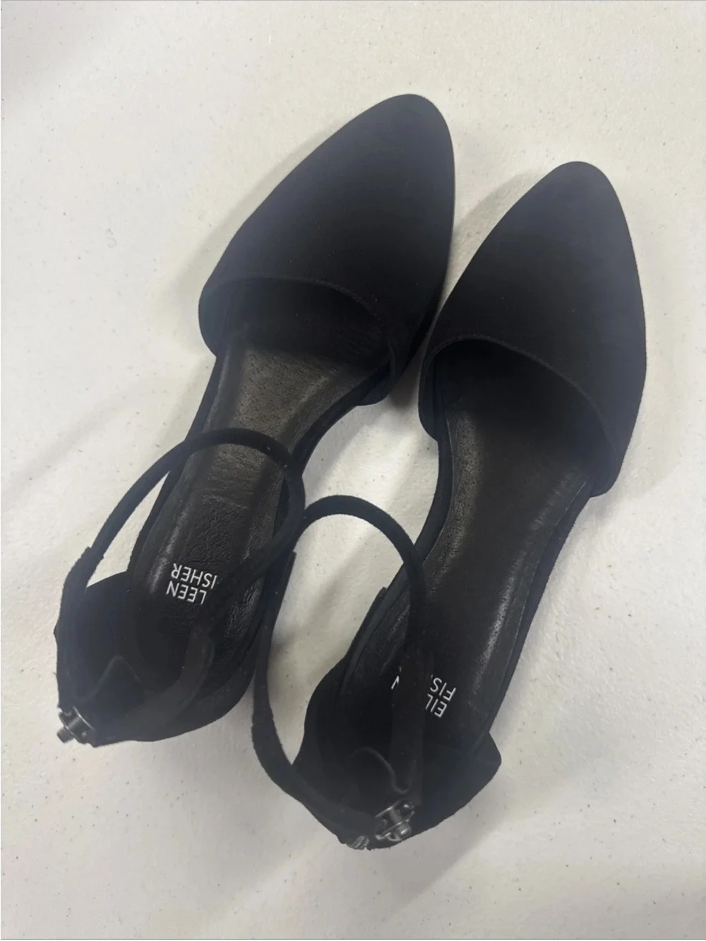 Eileen Fisher Black Pointed-Toe Slingback suede Flats